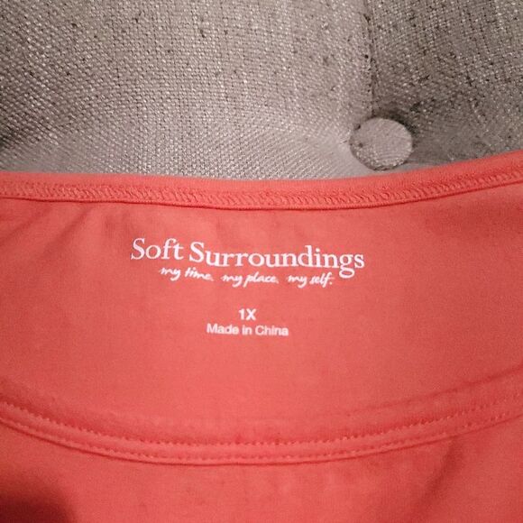 Soft Surroundings Linen Top Tunic Women 1X Orange 2 Piece Cami Fish Net Lay - Picture 6 of 12